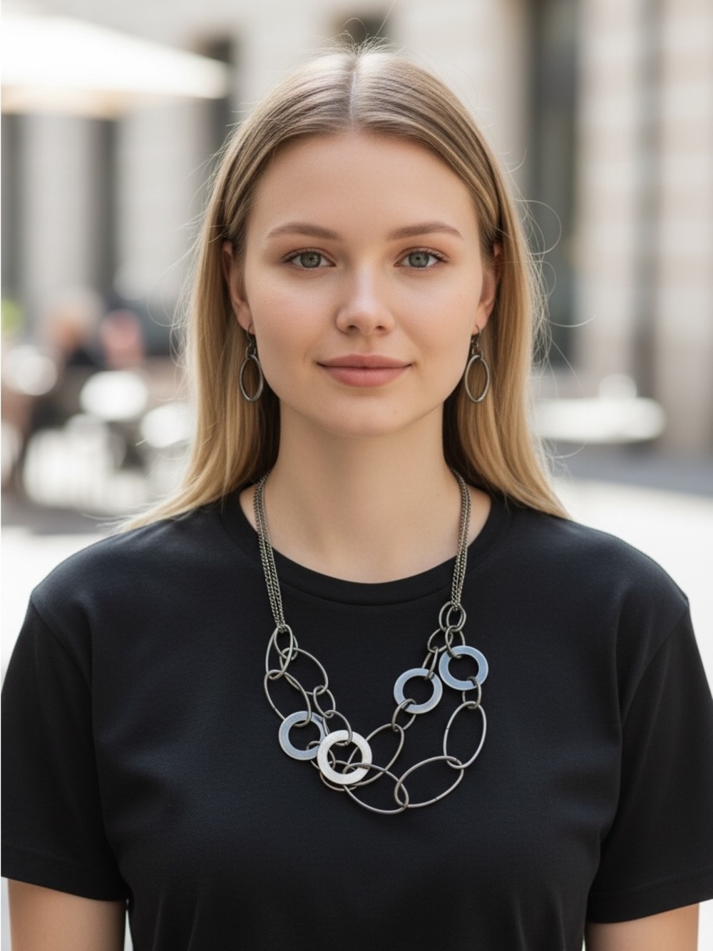 Silver Multi-Chain Link Necklace by